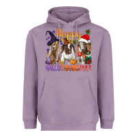 Lavender Happy Hallothanksmas Goats Heavyweight Hoodie - BundleAndBundleShop