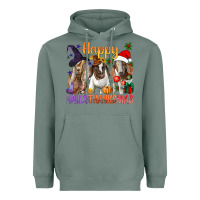 Sage Happy Hallothanksmas Goats Heavyweight Hoodie - BundleAndBundleShop
