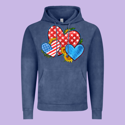 Usa Flag Hearts With Sunflower Vintage Hoodie Designed By Hra Design Shop
