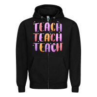 Black teach teach varsity Zipper Hoodie - MaliasSmallBusiness