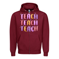 Burgundy teach teach varsity Zipper Hoodie - MaliasSmallBusiness
