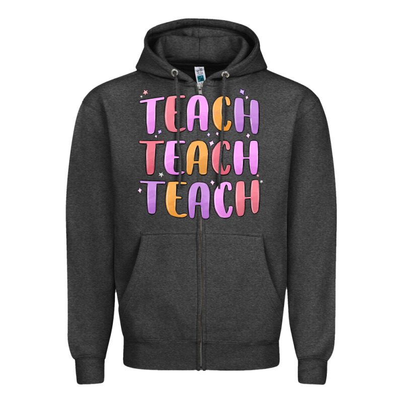 Teach Teach Varsity Zipper Hoodie by MaliasSmallBusiness | Teevron