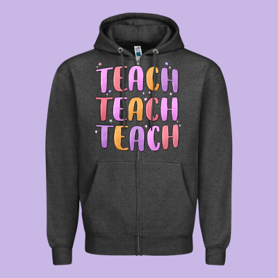 Teach Teach Varsity Zipper Hoodie Designed By Maliassmallbusiness