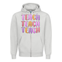 Dove Grey teach teach varsity Zipper Hoodie - MaliasSmallBusiness