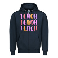 Navy teach teach varsity Zipper Hoodie - MaliasSmallBusiness