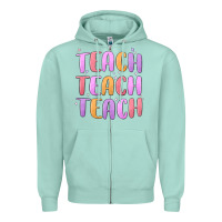 Seafoam teach teach varsity Zipper Hoodie - MaliasSmallBusiness