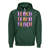 Sports Green teach teach varsity Zipper Hoodie - MaliasSmallBusiness