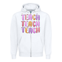 White teach teach varsity Zipper Hoodie - MaliasSmallBusiness