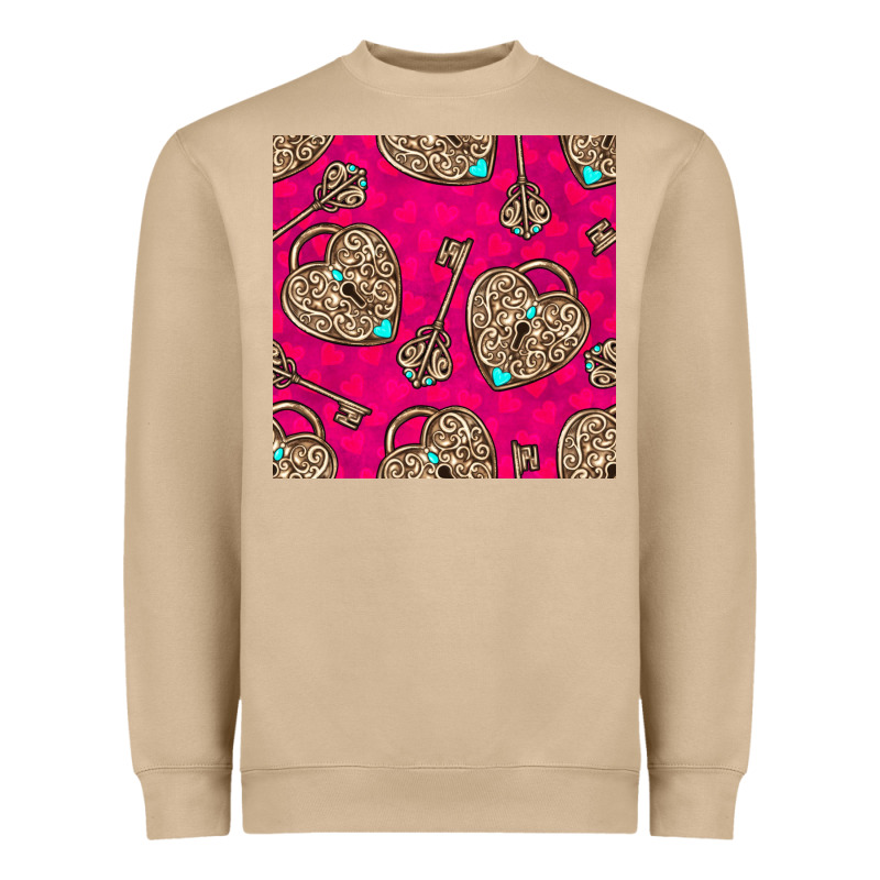 Valentines Day Lock And Key Seamless Pattern Heavyweight Sweatshirt by BundleAndBundleShop | Teevron