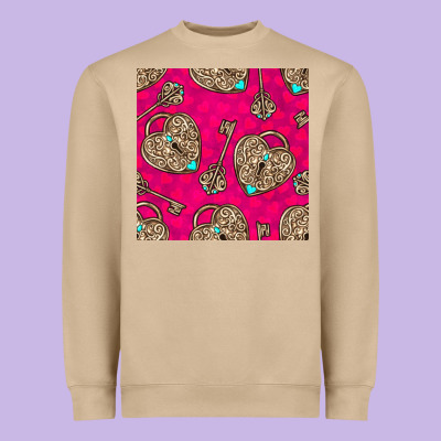 Valentines Day Lock And Key Seamless Pattern Heavyweight Sweatshirt Designed By Bundleandbundleshop
