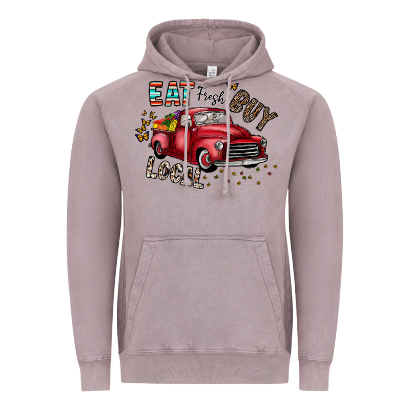 Eat Fresh Buy Local Vintage Hoodie by CowhideDigitalArt | Teevron