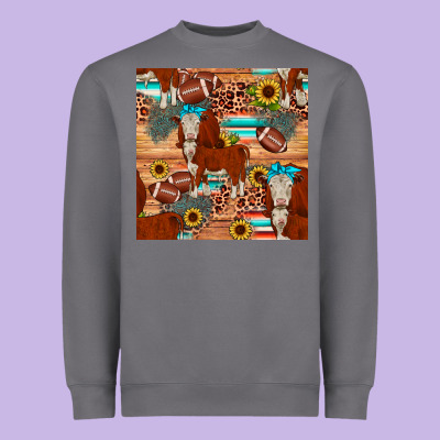 Football Hereford Sunflower Seamless Pattern Heavyweight Sweatshirt Designed By Jahusdesignshop