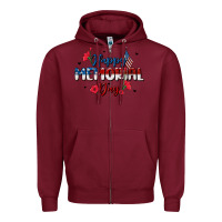 Burgundy happy memorial day Zipper Hoodie - MaliasSmallBusiness