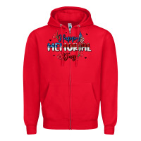 Red happy memorial day Zipper Hoodie - MaliasSmallBusiness