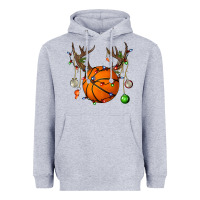 Heather Grey Basketball Horn Christmas Heavyweight Hoodie - BundleAndBundleShop