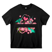 Black nurse flowers custom name design Heavy Core Tee - RanaPortraitStore