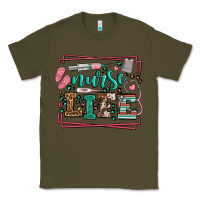 Army Green Nurse life leopard frame Classic Tee - LillyAllenDesigns