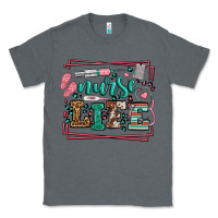 Charcoal Heather Nurse life leopard frame Classic Tee - LillyAllenDesigns