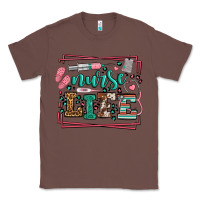 Chestnut Nurse life leopard frame Classic Tee - LillyAllenDesigns