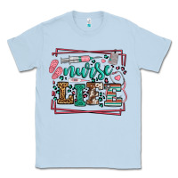Dusty Blue Nurse life leopard frame Classic Tee - LillyAllenDesigns