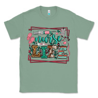 Sage Nurse life leopard frame Classic Tee - LillyAllenDesigns