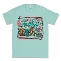 Seafoam Nurse life leopard frame Classic Tee - LillyAllenDesigns