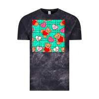 Cloud Black valentines day teddy bears and cookies seamless pattern Vintage Tee - BundleAndBundleShop