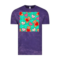 Cloud Purple valentines day teddy bears and cookies seamless pattern Vintage Tee - BundleAndBundleShop