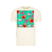 Vintage Arctic valentines day teddy bears and cookies seamless pattern Vintage Tee - BundleAndBundleShop
