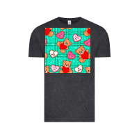 Vintage Black valentines day teddy bears and cookies seamless pattern Vintage Tee - BundleAndBundleShop