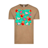 Vintage Coffee valentines day teddy bears and cookies seamless pattern Vintage Tee - BundleAndBundleShop