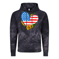 Cloud Black usa flag heart with sunflower Vintage Hoodie - HRA Design Shop