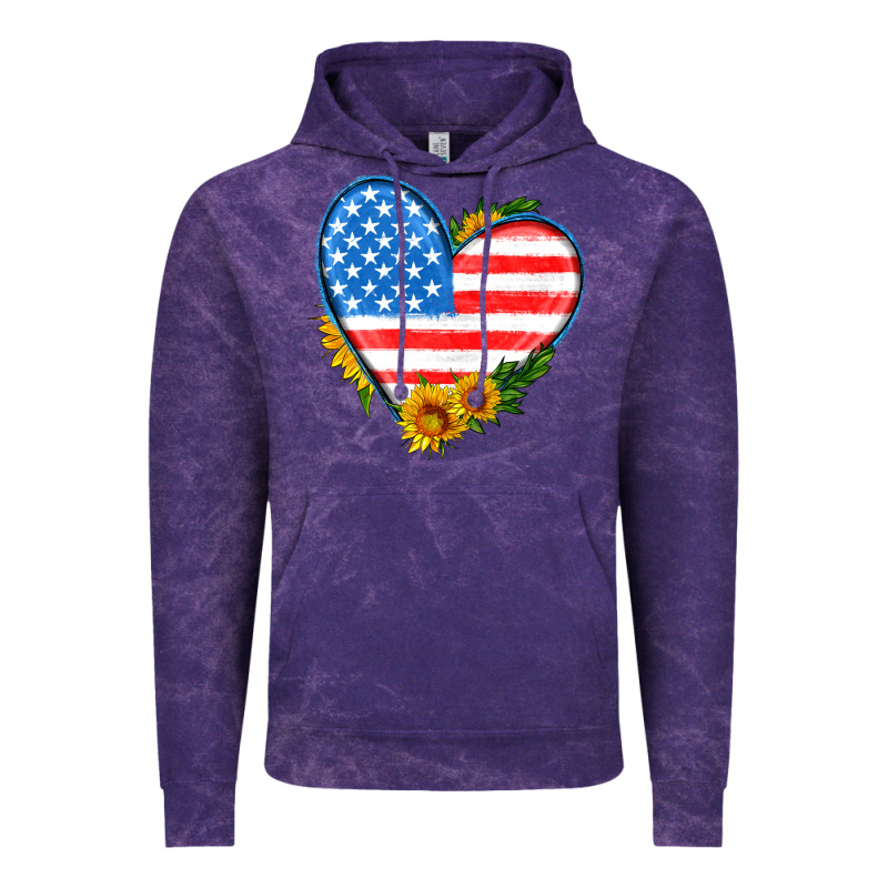 Usa Flag Heart With Sunflower Vintage Hoodie by HRA Design Shop | Teevron