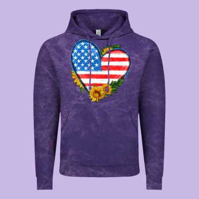 Usa Flag Heart With Sunflower Vintage Hoodie Designed By Hra Design Shop