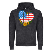 Vintage Black usa flag heart with sunflower Vintage Hoodie - HRA Design Shop