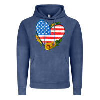 Vintage Denim usa flag heart with sunflower Vintage Hoodie - HRA Design Shop