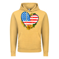 Vintage Mustard usa flag heart with sunflower Vintage Hoodie - HRA Design Shop