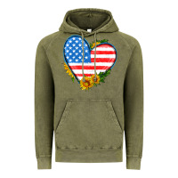 Vintage Olive usa flag heart with sunflower Vintage Hoodie - HRA Design Shop