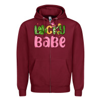 Burgundy lucky babe st patrick s day Zipper Hoodie - MaliasSmallBusiness