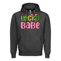 Charcoal Heather lucky babe st patrick s day Zipper Hoodie - MaliasSmallBusiness