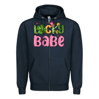 Navy lucky babe st patrick s day Zipper Hoodie - MaliasSmallBusiness