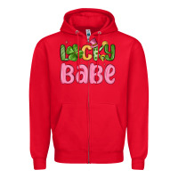 Red lucky babe st patrick s day Zipper Hoodie - MaliasSmallBusiness
