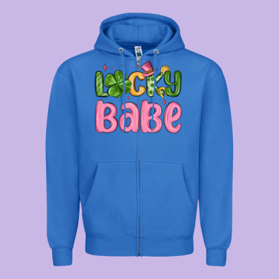 Lucky Babe St Patrick S Day Zipper Hoodie Designed By Maliassmallbusiness