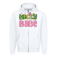White lucky babe st patrick s day Zipper Hoodie - MaliasSmallBusiness