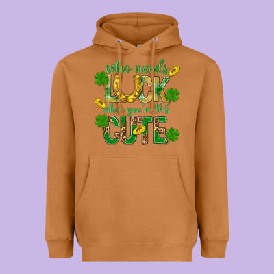 Who Needs Luck When You're This Cute St. Patricks Heavyweight Hoodie Designed By Bundleandbundleshop