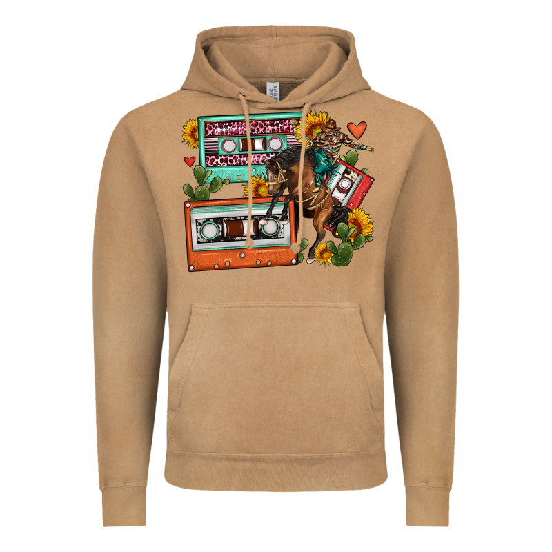 Rodeo Sunflower Cactus Cassette Vintage Hoodie by FaDigitalArtStudio | Teevron