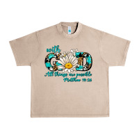 French Oak with god all things are possible daisy Urban Heavy Tee - AdoDesignShop