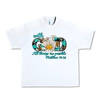 White with god all things are possible daisy Urban Heavy Tee - AdoDesignShop