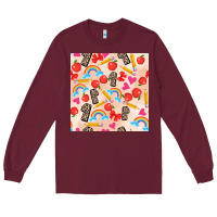 Burgundy back to school seamless pattern 1 (3600x3600) Long Sleeve Tee - AdoDesignShop