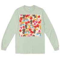 Matcha back to school seamless pattern 1 (3600x3600) Long Sleeve Tee - AdoDesignShop